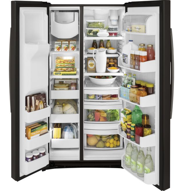 GE Profile™ 25.3 Cu. Ft. Black Stainless Steel Side-by-Side Refrigerator 3