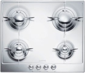 Smeg 24" Stainless Steel " Stainless SteelPiano Design" Stainless Steel Gas Cooktop