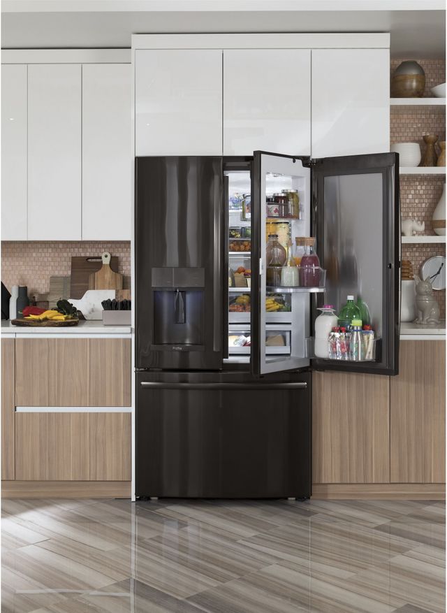 GE Profile™ 22.2 Cu. Ft. Black Stainless Steel Counter Depth French Door Refrigerator 14