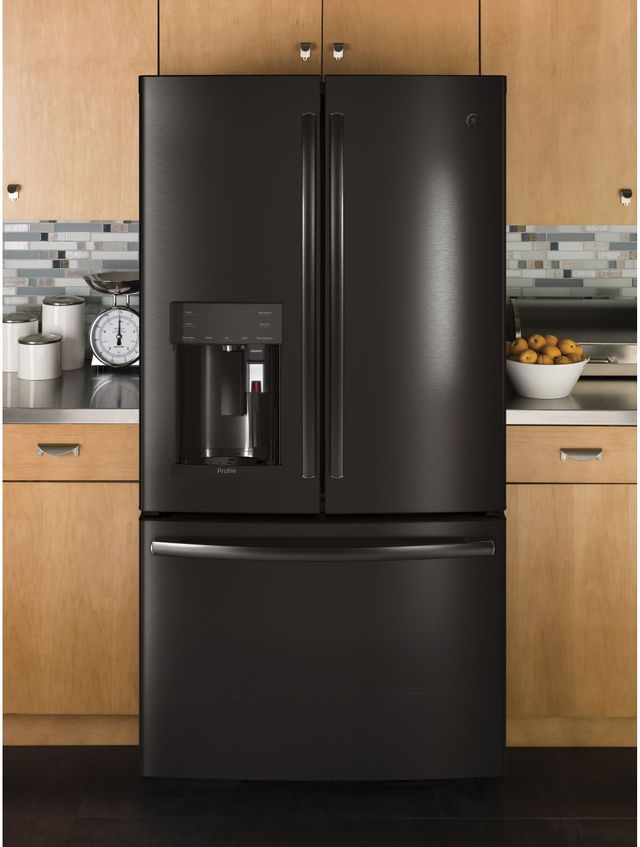 GE Profile™ 22.23 Cu. Ft. Black Stainless Steel Counter Depth French Door Refrigerator 12