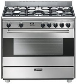 Smeg Professional Style 36" Free Standing Dual Fuel Range-Stainless Steel 0
