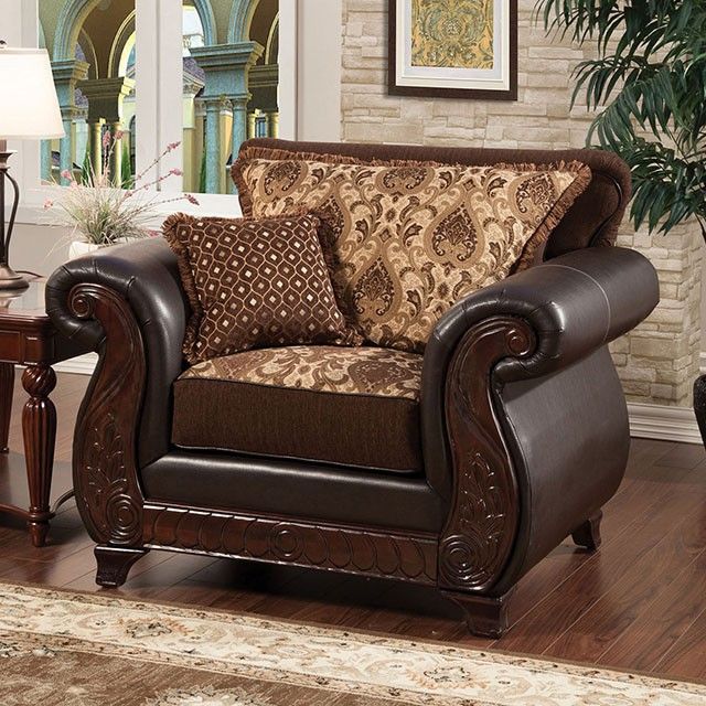 Furniture of America® Franklin Dark Brown/Tan Chair 0