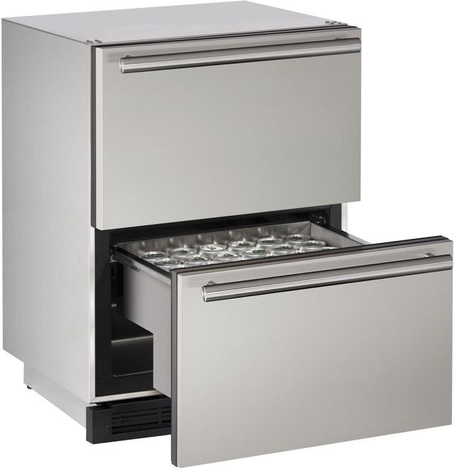 U-Line® Outdoor Series Outdoor Refrigerator Drawers-Stainless Solid 1