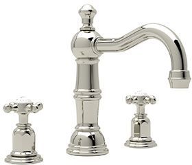 Rohl® Perrin & Rowe® Edwardian Column Spout Widespread Lavatory Faucet-Polished Nickel