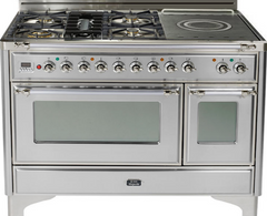 Ilve® Majestic Series 48" Free Standing Dual Fuel Range-Stainless Steel