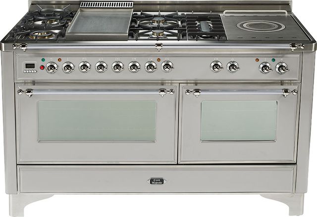 Ilve® Majestic Series 60" Free Standing Dual Fuel Range-Stainless Steel-0