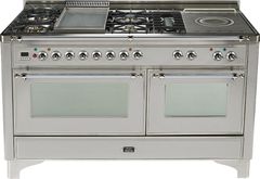 Ilve® Majestic Series 60" Free Standing Dual Fuel Range-Stainless Steel