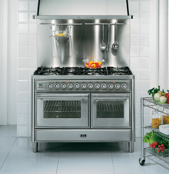 Ilve® 48" Majestic Techno Free Standing Dual Fuel Range-Stainless Steel-0
