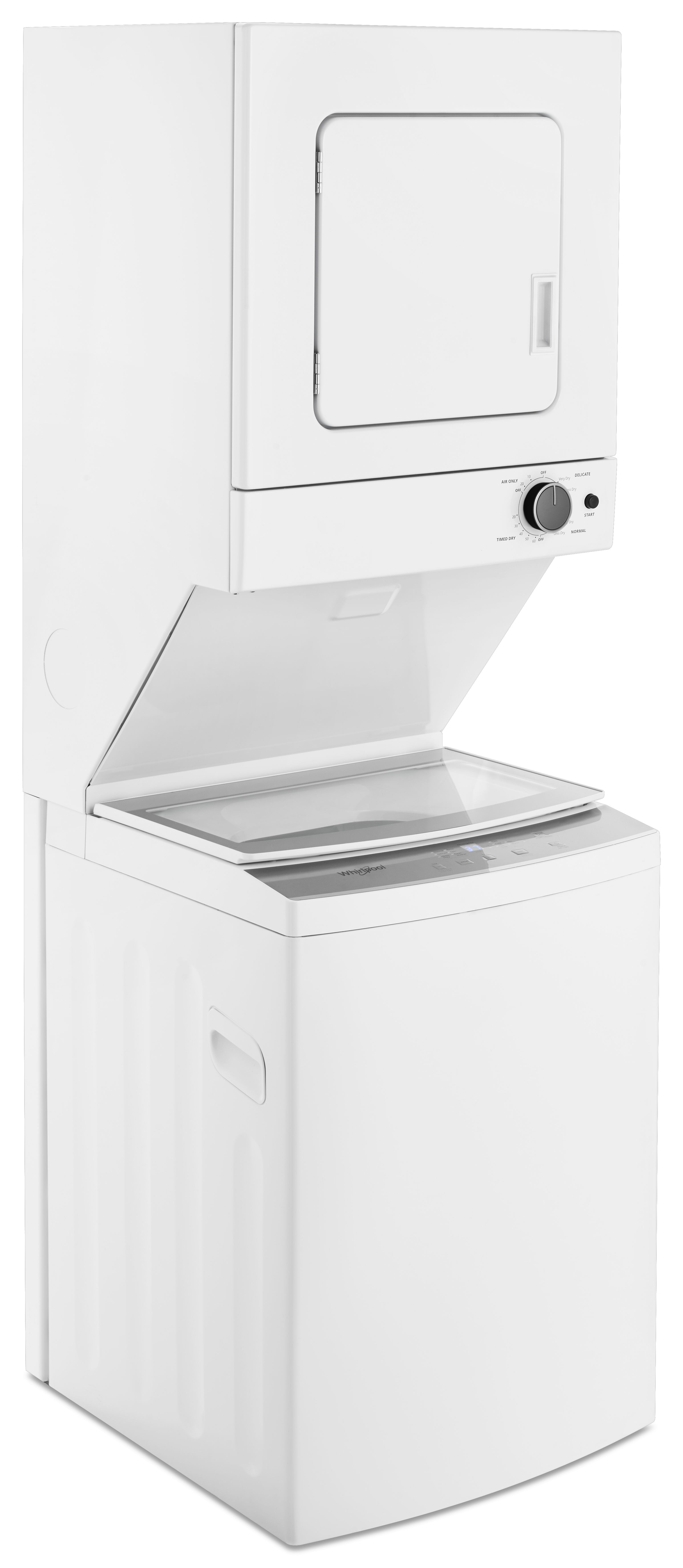 Whirlpool® 1.6 Cu. Ft. Washer, 3.4 Cu. Ft. Dryer White Electric Stacked ...