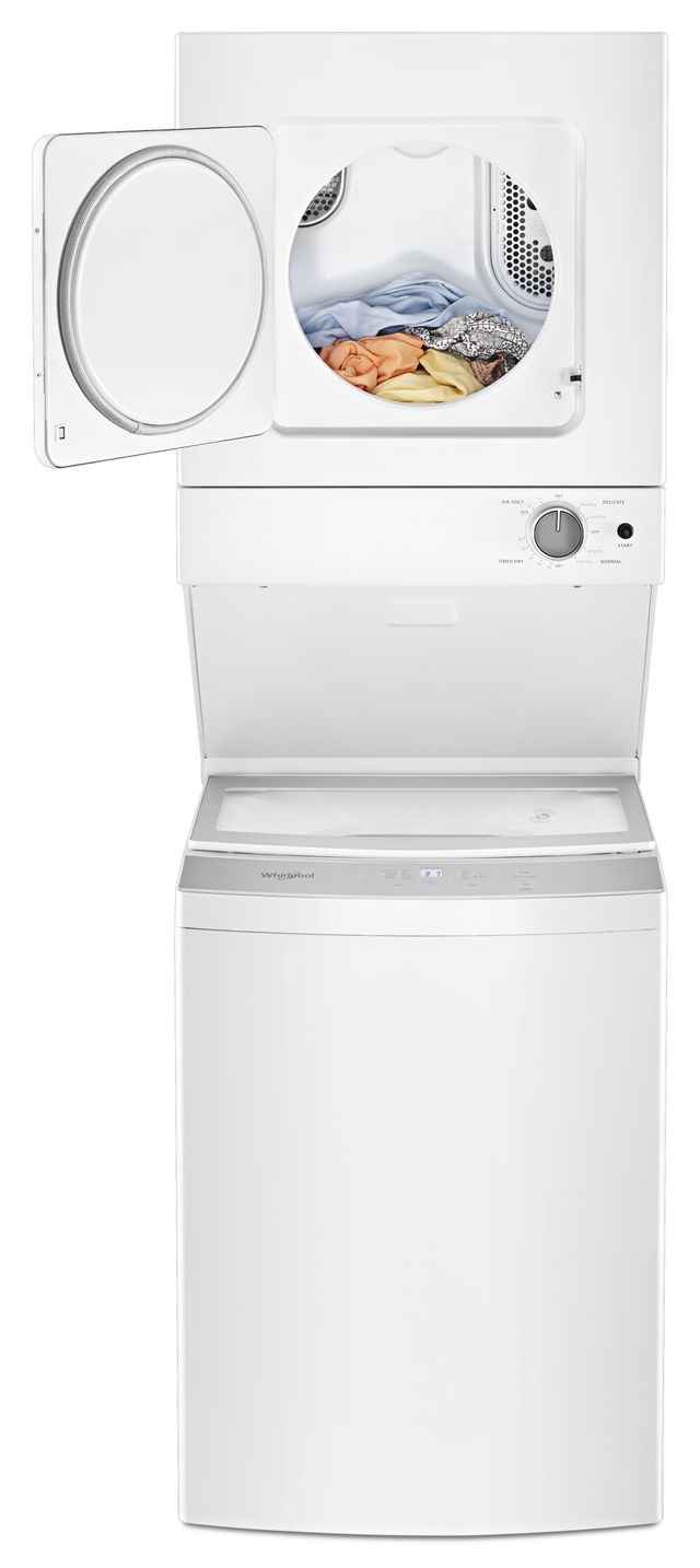Whirlpool® 1.6 Cu. Ft. Washer, 3.4 Cu. Ft. Dryer White Electric Stacked Laundry 9