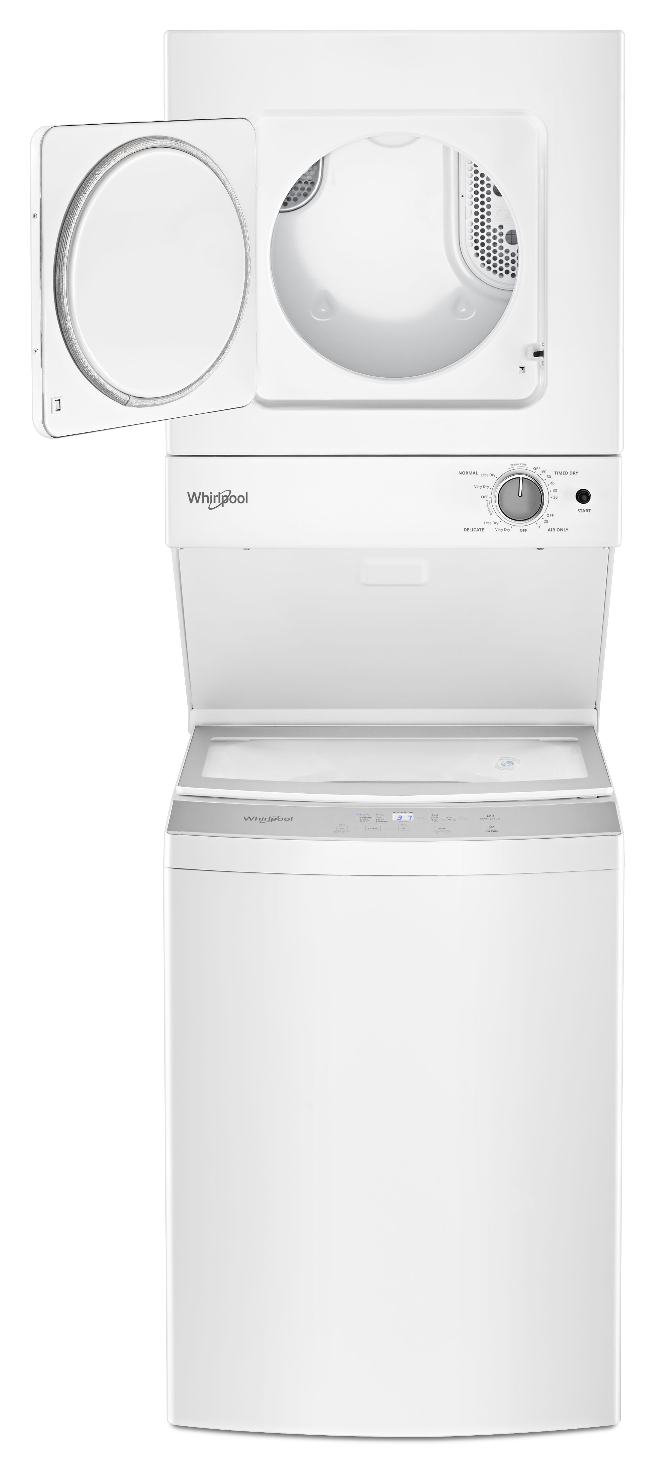 Whirlpool® 1.6 Cu. Ft. Washer, 3.4 Cu. Ft. Dryer White Electric Stacked ...