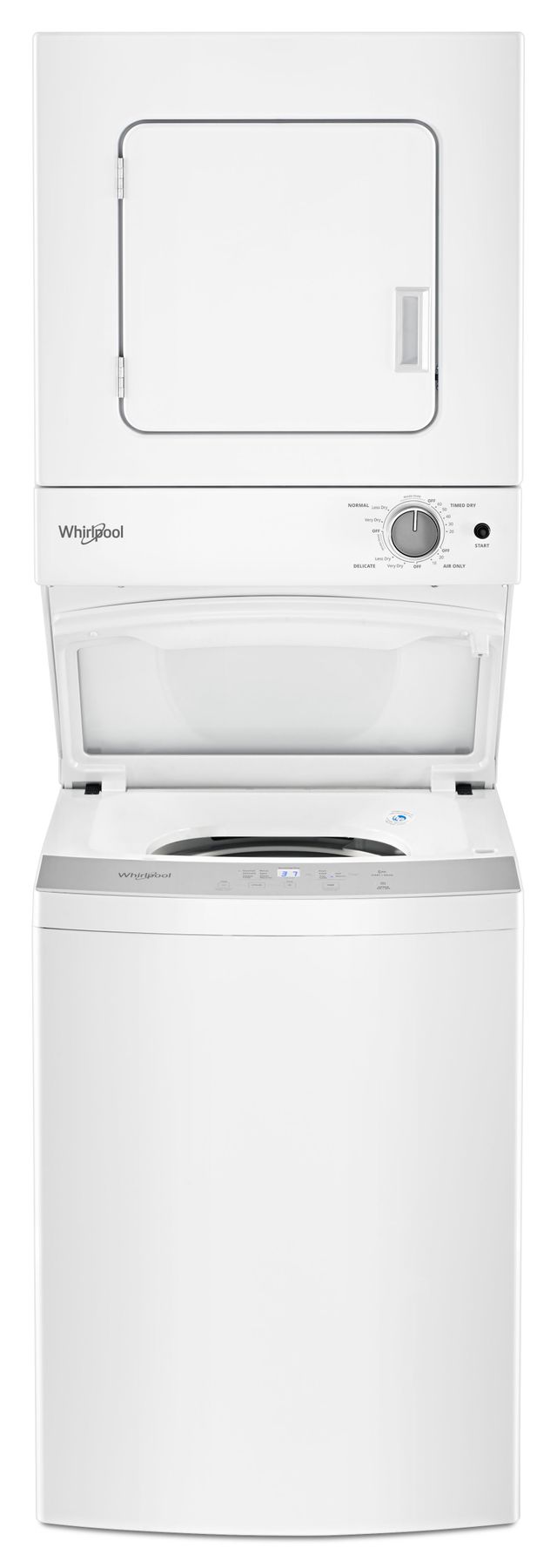 Whirlpool® 1.6 Cu. Ft. Washer, 3.4 Cu. Ft. Dryer White Electric Stacked Laundry 9