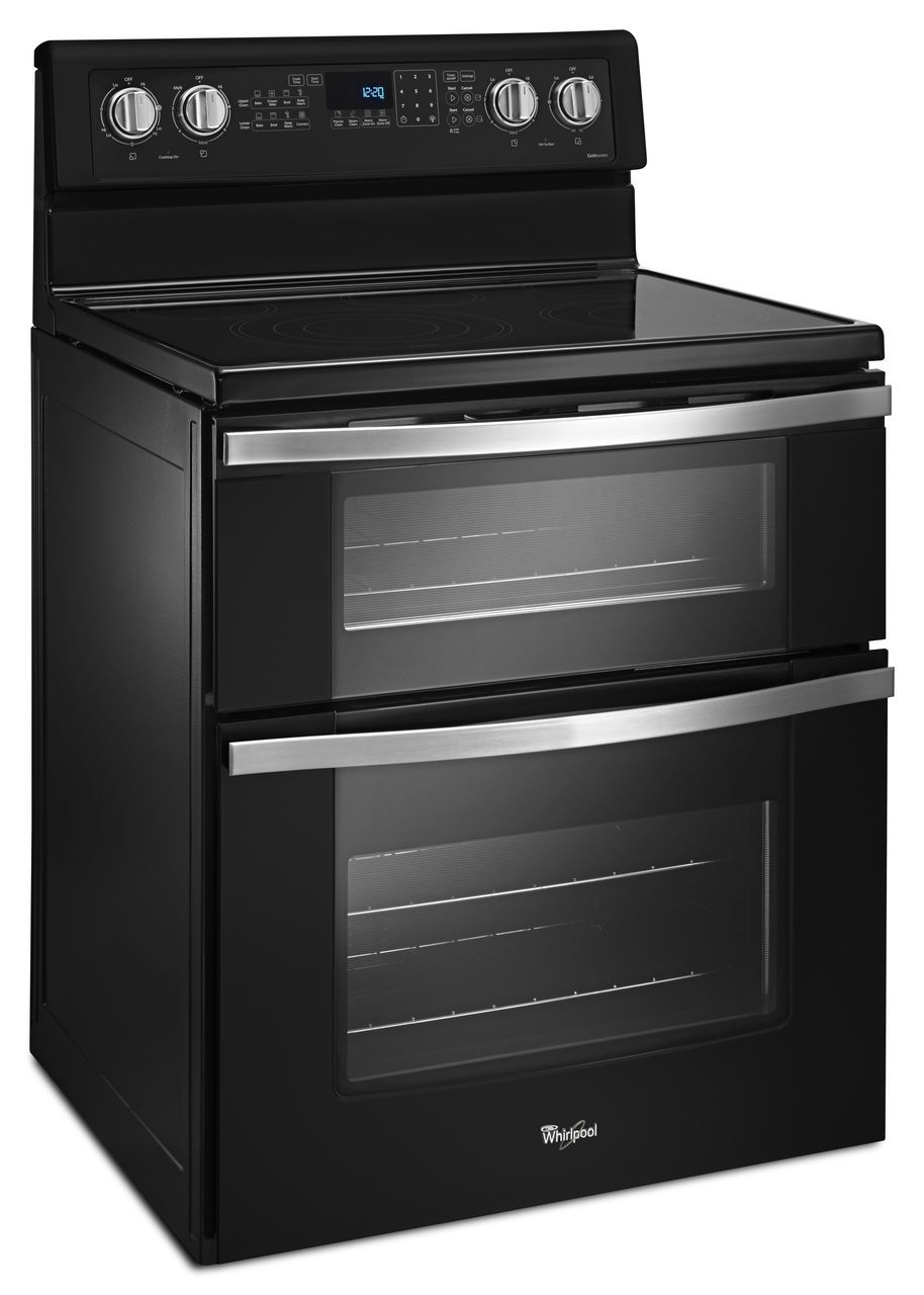 black double oven electric range