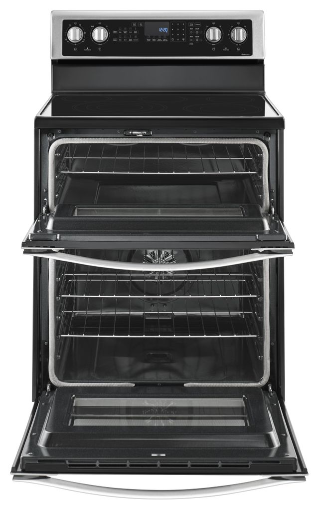 Whirlpool® 30" Stainless Steel Free Standing Double Oven Electric Range 1