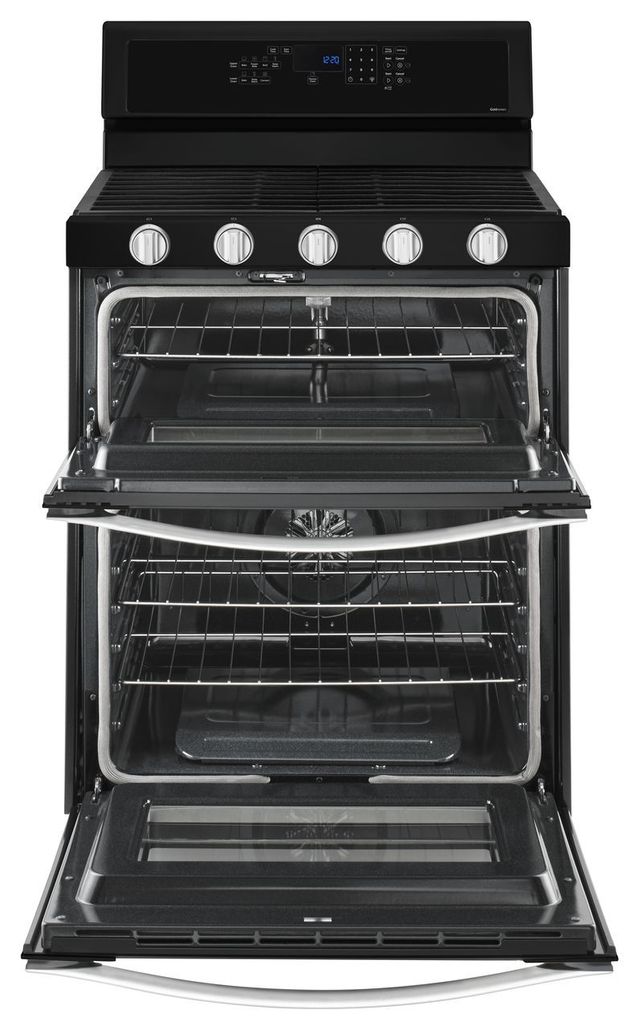 Whirlpool® 30" Black Ice Freestanding Gas Double Oven 1