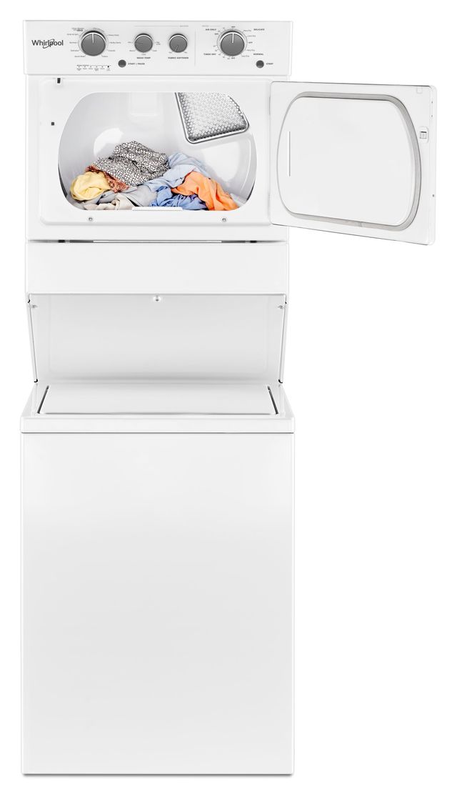 Whirlpool® 3.5 Cu. Ft. Washer, 5.9 Cu. Ft. Dryer White Gas Stacked Laundry 6