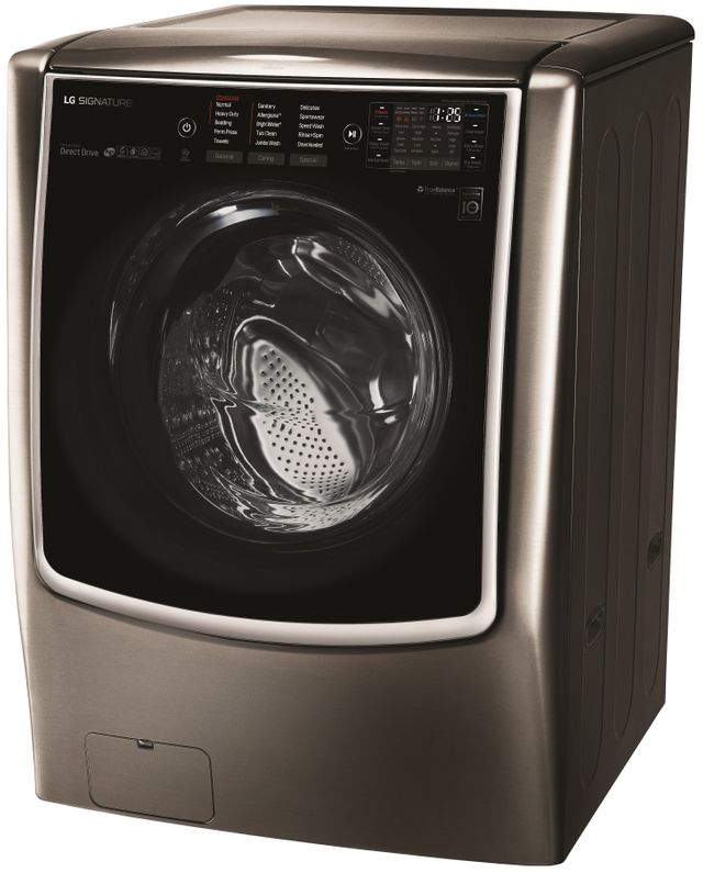 LG Signature 5.8 Cu. Ft. Black Stainless Steel Front Load Washer Lg Front Load Washer Stainless Steel