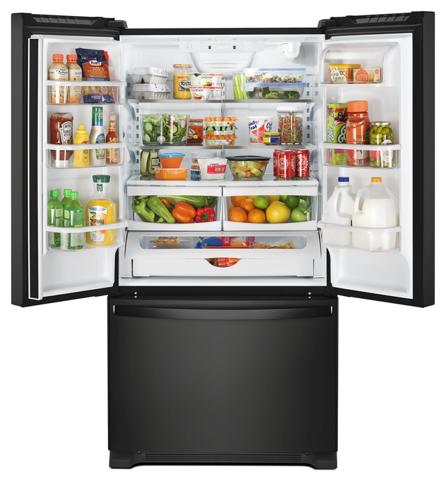 Whirlpool® 20 Cu. Ft. Wide Counter Depth French Door Refrigerator-Black 2