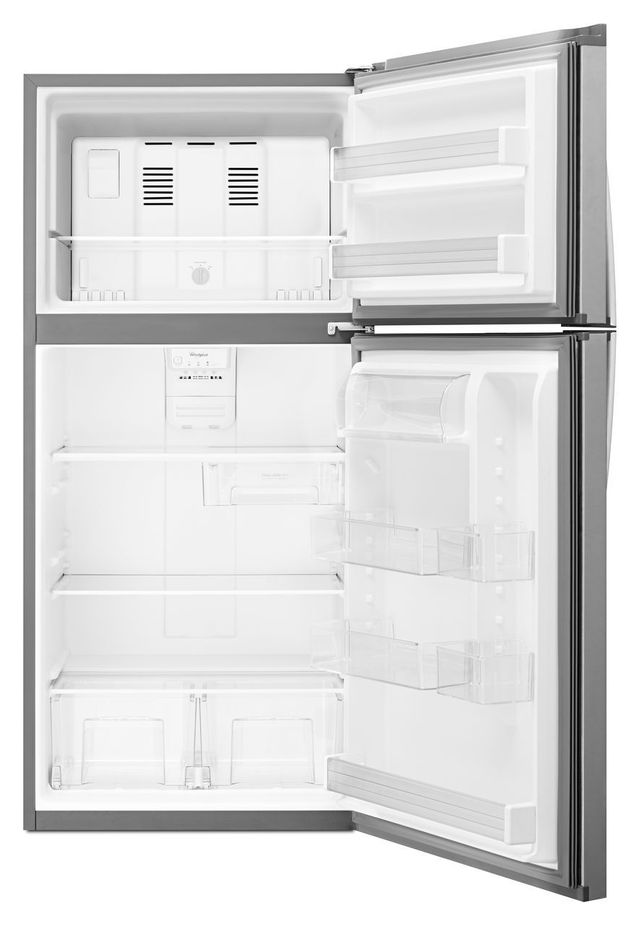 Whirlpool® 19.1 Cu. Ft. Monochromatic Stainless Steel Top Freezer Refrigerator 39