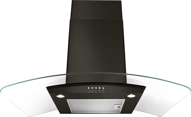 KitchenAid® 36" Black Stainless Concave Glass Wall Mount Range Hood-3