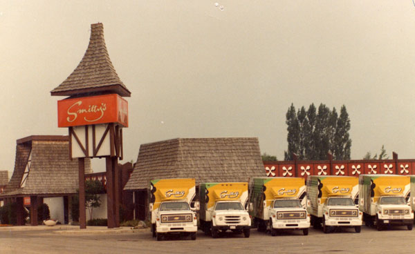 Vintage photo of Smitty's delivery trucks