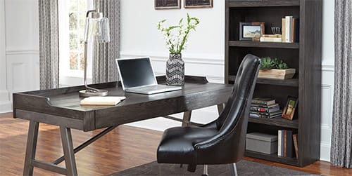 Home office desk with laptop