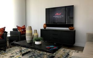 Living room with mounted tv