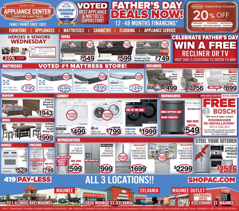 Current Ad | Appliance Center of Toledo | Toledo, OH