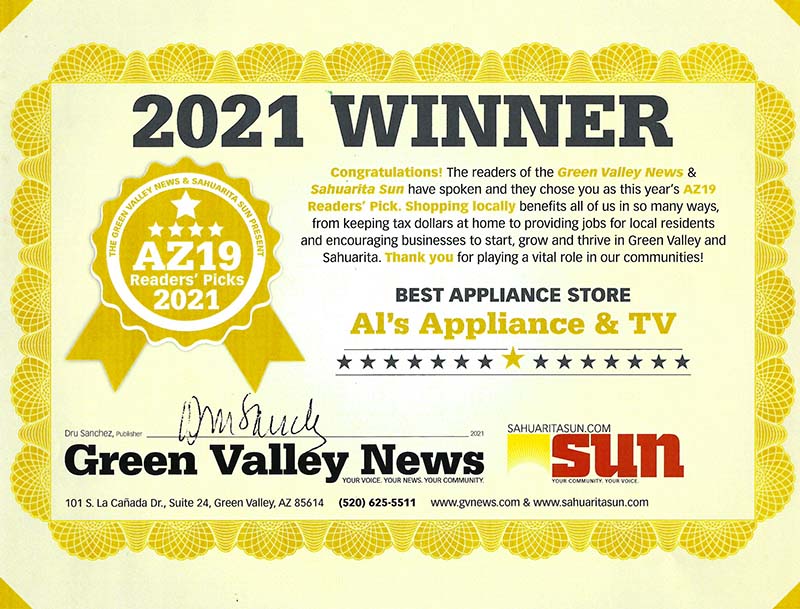 2021 Best Appliance award
