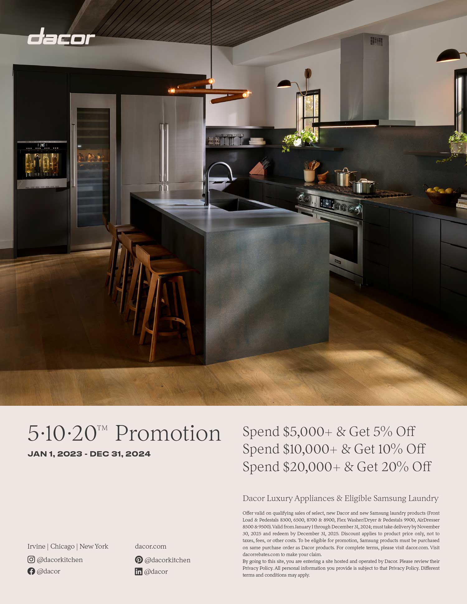 Dacor 5-10-20 Promotion - Save up to 20%
