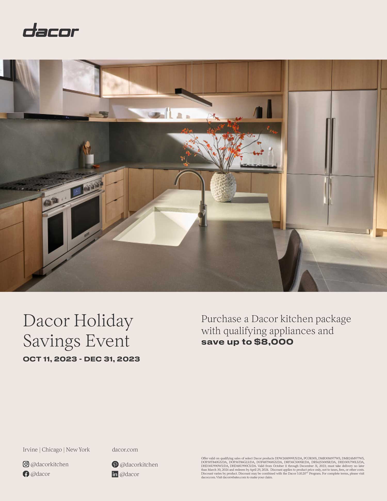 Dacor Holiday Savings event - Save up to $8,000