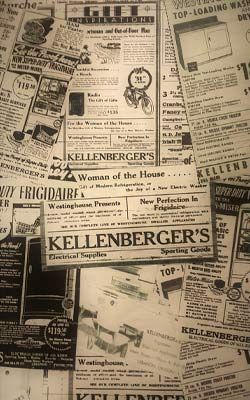 A series of old newspaper clippings from Kellenbergers